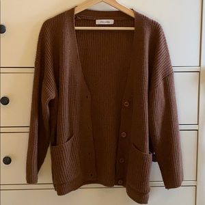 Brown knit button up cardigan